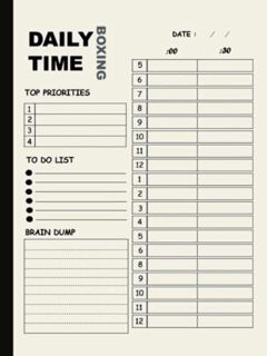 VIEW [KINDLE PDF EBOOK EPUB] Time Box Planner: 8.5x11” Day Planner Notebook, Timebox Productivity Pl