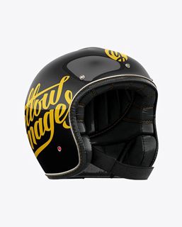 Download Free Vintage Motorcycle Helmet Mockup - Right Half Side View Apparel Mockups PSD Templates
