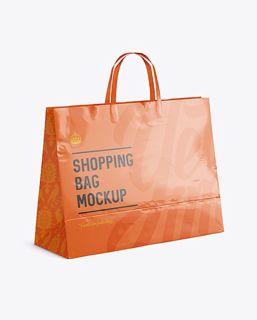 Download Free Glossy Paper Shopping Bag Mockup - Halfside View & Sack Mockups PSD Templates