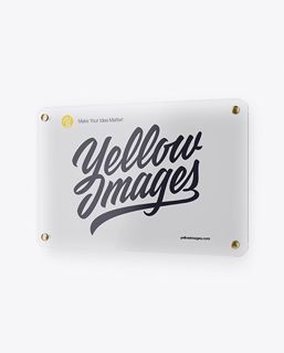 11+ Download Free Horizontal Frosted Glass Nameplate W/ Round Corners Mockup - Half Side View Object