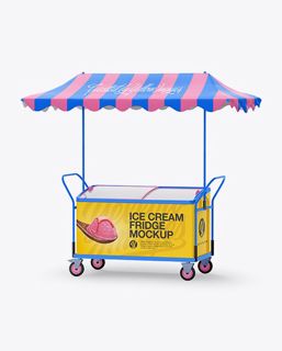 72+ Download Free Ice Cream Fridge With Awning Mockup - Half-Side View Object Mockups PSD Templates