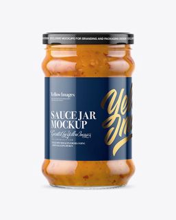 87+ Download Free Clear Glass Jar with Sweet & Sour Sauce Mockup Mockups PSD Templates