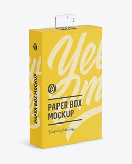 89+ Download Free Paper Box with Hang Tab Mockup - Half Side View (high-angle shot) Mockups PSD Temp