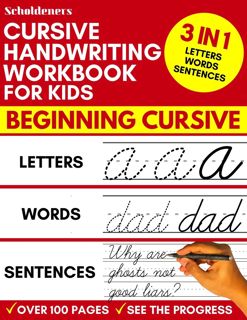 KINDLE)DOWNLOAD Cursive Handwriting Workbook for Kids  3-in-1 Writing Practice Book to Master Let