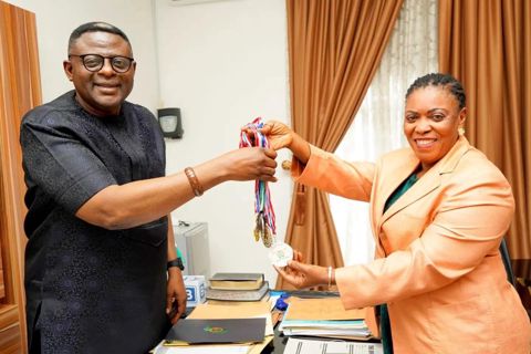 Sen.  Prince Otu's 100 Days in Office: Hon. Agnes Atsu Presents Laurels Won by Athletes"