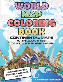 EPUB PDF)DOWNLOAD World Map Coloring Book  Maps of the World Continents featuring Country Border
