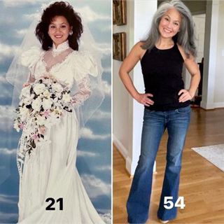 Woman says growing out her grey hair was traumatic but it's now an inspiration