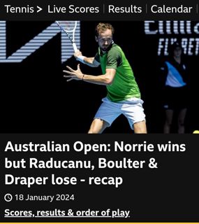 "Australian Open Recap: Norrie Triumphs, While Raducanu, Boulter, and Draper Face Defeats"