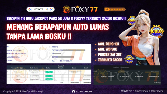 FOXY77 SLOT DEPOSIT 1000 VIA DANA TERGACOR DI 2024