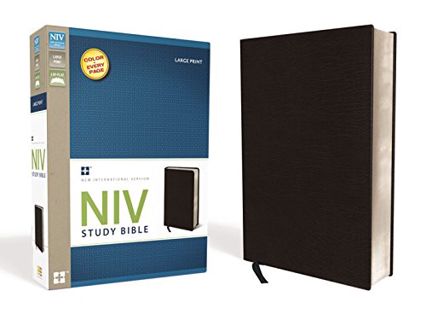 GET KINDLE PDF EBOOK EPUB NIV Study Bible, Large Print, Bonded Leather, Black, Red Letter Edition by