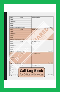 (Download) (Ebook) Call Log Book for Office with Notes: Phone Calls, Voicemails and Messages Noteboo