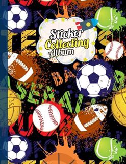 VIEW [EBOOK EPUB KINDLE PDF] Sticker Album: Blank Sticker Book, Boys Sports Theme Journal - Stickers