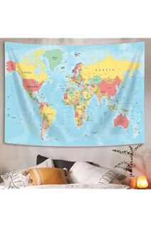 (PDF) (Ebook) World Map Tapestry, World Maps for Wall, Asia Europe South City Topography America Afr