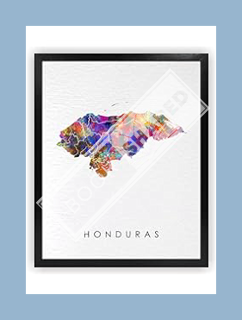 (Ebook Download) Dignovel Studios 18X24 Unframed Honduras Map Watercolor Art Print Map Motherland Co