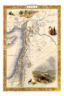 PDF Download Syria Damascus Baggage Camels Arabs Jerusalem Map 12"" X 16"" Image Size Vintage Poster