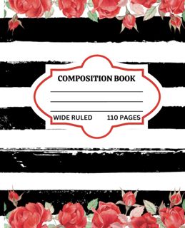 (Kindle) Download Blooming Thoughts  Elegant Black  White  and Red Roses Composition Notebook for