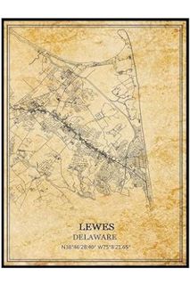 (DOWNLOAD) (Ebook) TANOKCRS Lewes Delaware USA America Wall Art Vintage Print Poster Map Artwork Tra