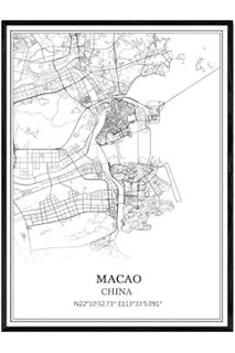 (PDF) Download) TANOKCRS Macao China Map Wall Art Canvas Print Poster Artwork Unframed Modern Black