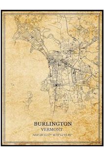 FREE PDF TANOKCRS Burlington Vermont USA America Vintage Map Poster Artwork Wall Art City Road Map P