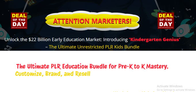 Kindergarten Genius w/ Unrestricted PLR Review