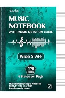 (Download (PDF) Music Notebook wide Staff | Music Manuscript Paper Notebook | 120 Pages - 6 Staves p