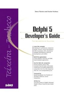 EBOOK PDF Delphi 5 Developer's Guide (Developer's Guide) by Steve Teixeira